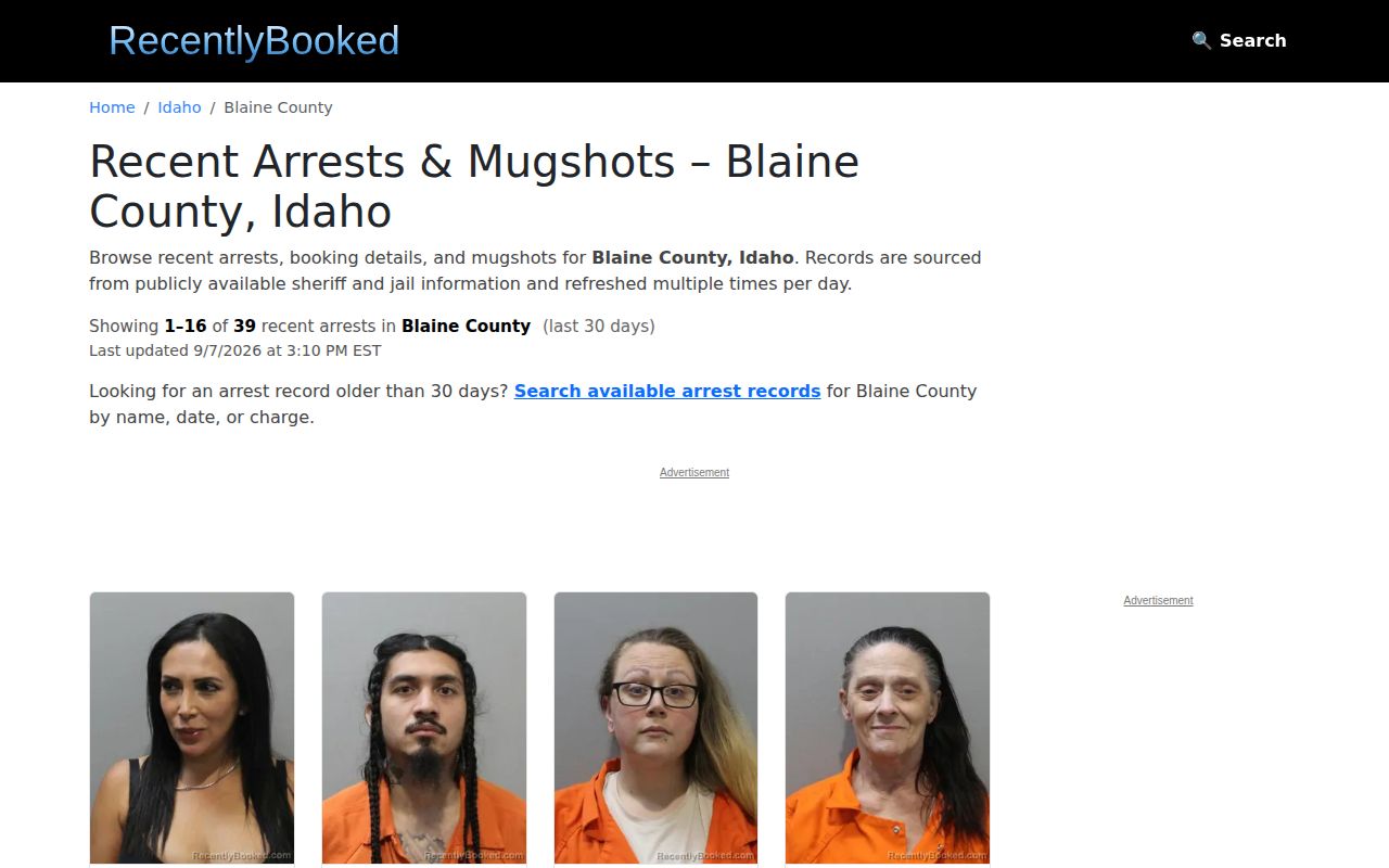 Unofficial RecentlyBooked Blaine County section